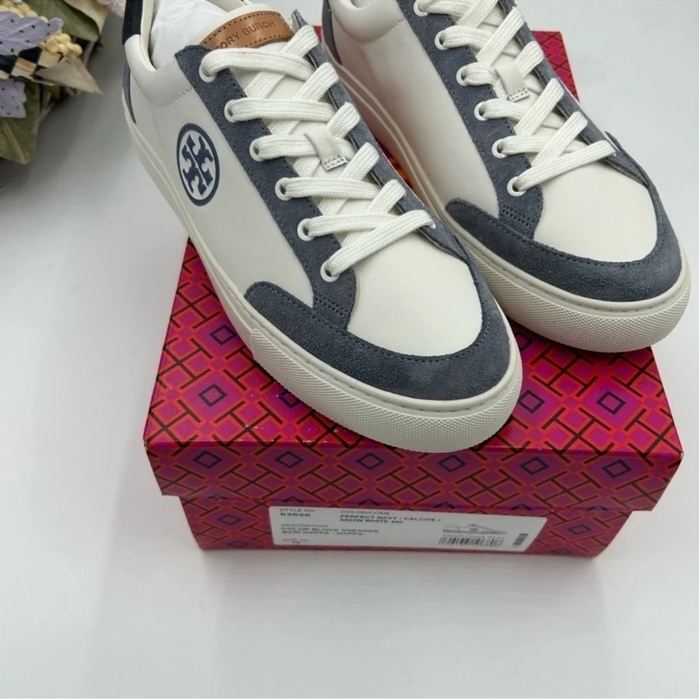Women’s Tory Burch, color block signature logo sneakers size 10